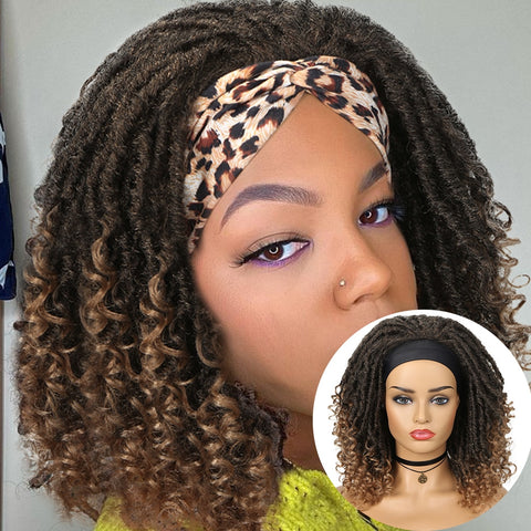 Image of Dreadlock Braided Headband Wigs Synthetic Goddess Faux Nu Locs Curly Wig Freetress Twist Crochet Hair For Black White Women-FrenzyAfricanFashion.com
