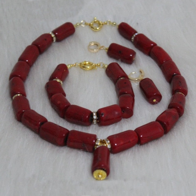 Choker Coral Beads Jewelry Set-FrenzyAfricanFashion.com