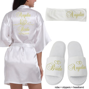 Customized Logo Wedding Date Name Bathrobe Faux Silk Bridal Robe Bride Bridesmaid Wedding Robes