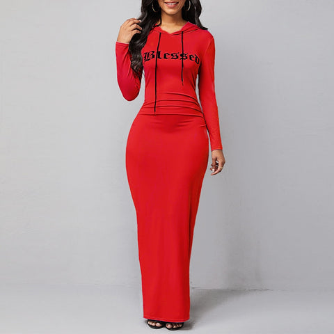 Image of Women Hoodie Dress Sweatshirt Bodycon Dresses-FrenzyAfricanFashion.com
