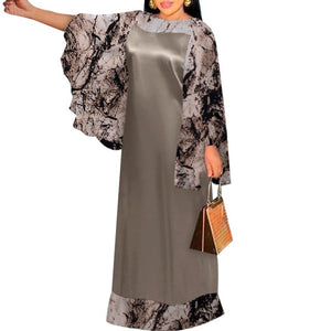 Kimono Sleeves Maxi long Dress Women Leopard Print-FrenzyAfricanFashion.com