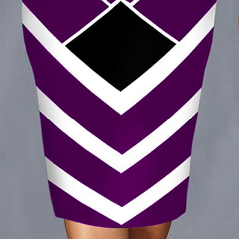 Image of Women Bodycon A line Dress Geometric Print Layered Flare Sleeve-FrenzyAfricanFashion.com