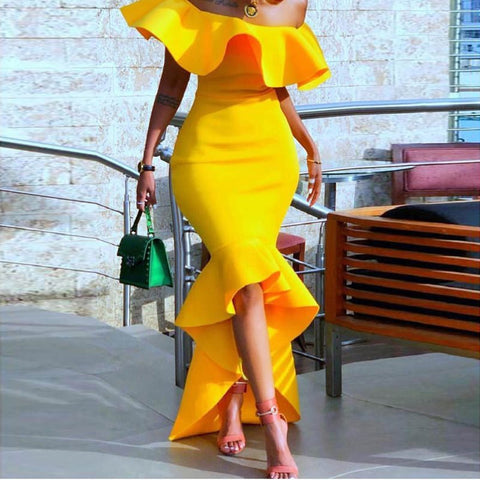Image of Sexy Off Shoulder Slash Neck Bodycon Dress-FrenzyAfricanFashion.com