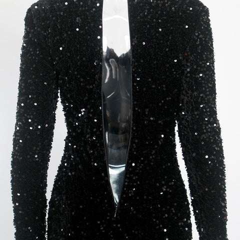 Image of Black Sequined Velvet Evening Party Gown-FrenzyAfricanFashion.com