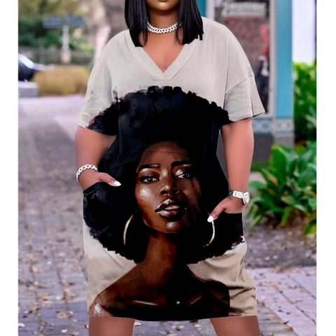 Image of Women Bohemia Dress Street V-Neck Knee length-FrenzyAfricanFashion.com