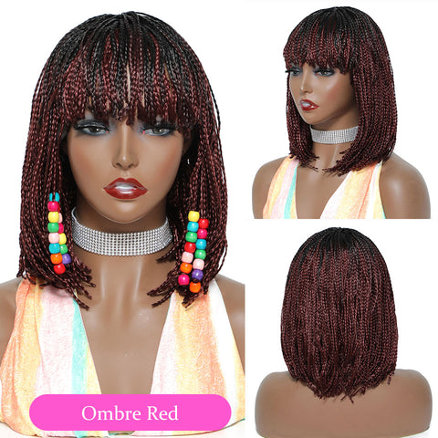 Image of Box Braided Synthetic Hair Bob Wig-FrenzyAfricanFashion.com