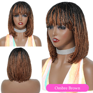 Box Braided Synthetic Hair Bob Wig