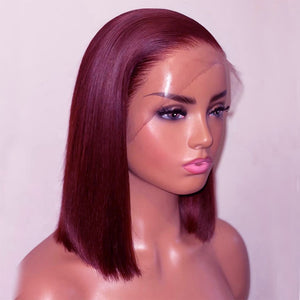 Burgundy Straight Lace Front Wigs-FrenzyAfricanFashion.com