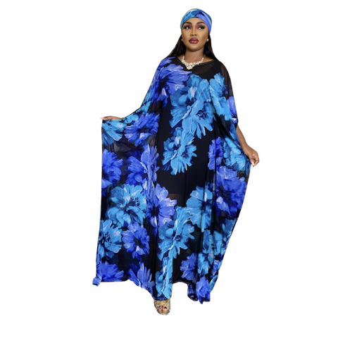 Image of Abaya Ladies Plus Size Print Loose Long Maxi Dresses-FrenzyAfricanFashion.com