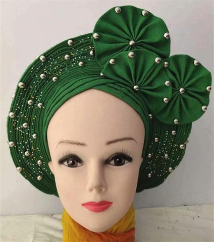 Image of Aso Oke Auto Gele headtie turban headtie hair wrap-FrenzyAfricanFashion.com