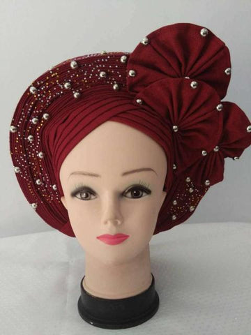 Image of Aso Oke Auto Gele headtie turban headtie hair wrap-FrenzyAfricanFashion.com