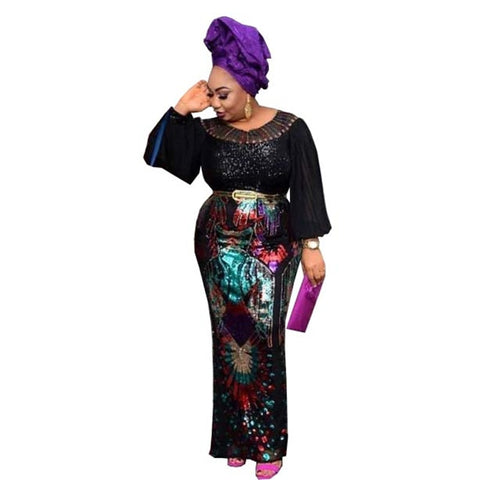 Image of Fashion Sequin Evening Maxi Dress - Michelle-FrenzyAfricanFashion.com
