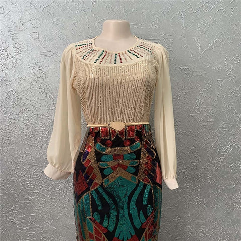 Image of Fashion Sequin Evening Maxi Dress - Michelle-FrenzyAfricanFashion.com