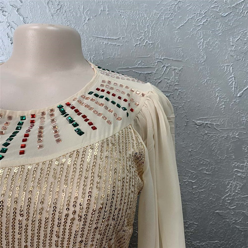 Fashion Sequin Evening Maxi Dress - Michelle-FrenzyAfricanFashion.com