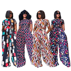 Casual Dresses Women Print Blouse Pant Two Piece Set-FrenzyAfricanFashion.com