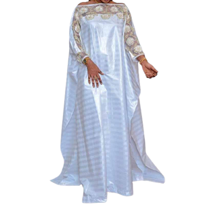 Plus Size White Boubou Ankara Dashiki Large Kaftan Robe-FrenzyAfricanFashion.com