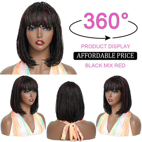 Image of Box Braided Synthetic Hair Bob Wig-FrenzyAfricanFashion.com