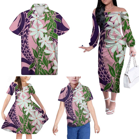 Image of Family Clothing Set Floral Pink Printed - Sural Design-FrenzyAfricanFashion.com