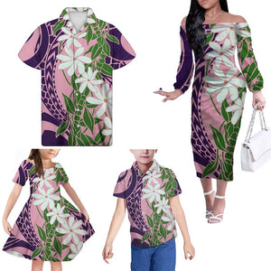Family Clothing Set Floral Pink Printed - Sural Design