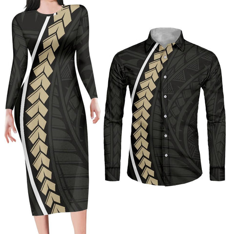 Image of His and Hers Matching Dress and Shirt Couple Outfits-FrenzyAfricanFashion.com