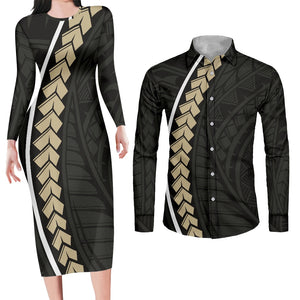 Black Dress with Matching Men Shirt Couple-FrenzyAfricanFashion.com