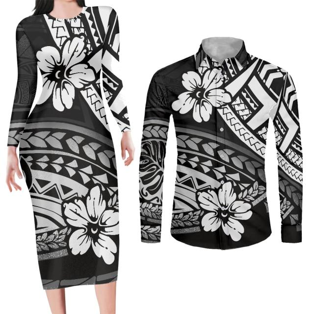 Bodycon Dress and Shirt Matching Couples Outfits-FrenzyAfricanFashion.com