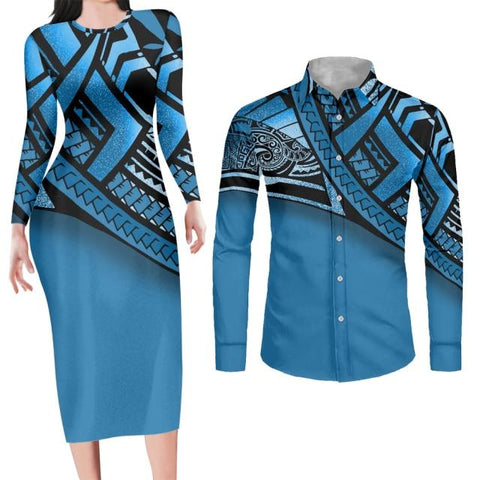 Image of Black Bodycon Dress and Shirt Matching Couples Outfits-FrenzyAfricanFashion.com