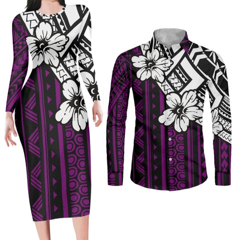 Image of Black Dress with Matching Men Shirt Couple-FrenzyAfricanFashion.com