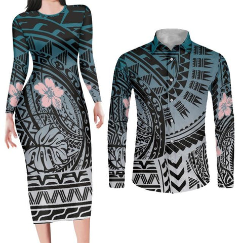 Image of Bodycon Dress and Shirt Matching Couples Outfits-FrenzyAfricanFashion.com