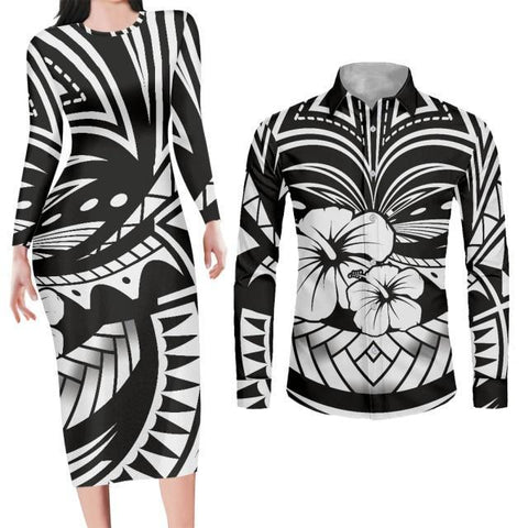 Image of Couples Swag Matching Bodycon Dress and Shirt Engagement Outfits-FrenzyAfricanFashion.com
