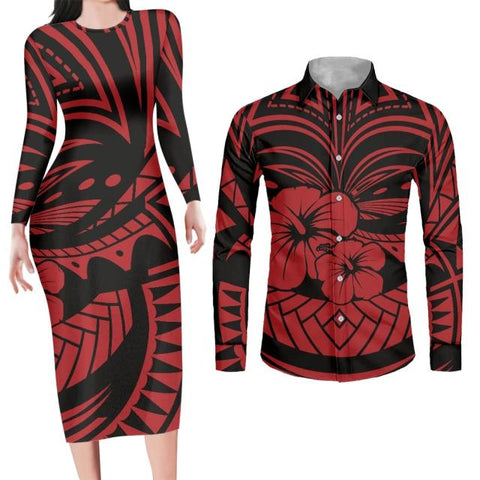 Image of Bodycon Dress and Shirt Matching Couples Outfits-FrenzyAfricanFashion.com