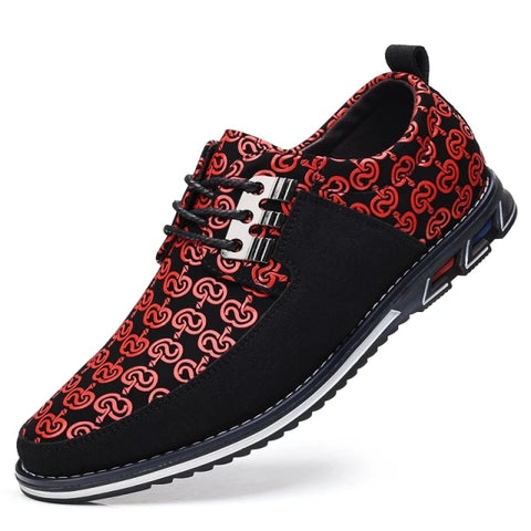 Image of Men's Leather Casual Shoes Fashion Loafers Moccasins Breathable Slip On Driving Lace-Up Patchwork-FrenzyAfricanFashion.com