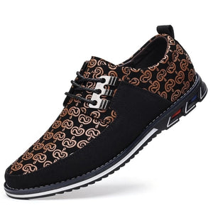 Men's Leather Casual Shoes Fashion Loafers Moccasins Breathable Slip On Driving Lace-Up Patchwork-FrenzyAfricanFashion.com