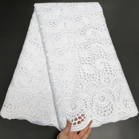 Image of White Cotton Fabric Swiss Voile Lace-FrenzyAfricanFashion.com