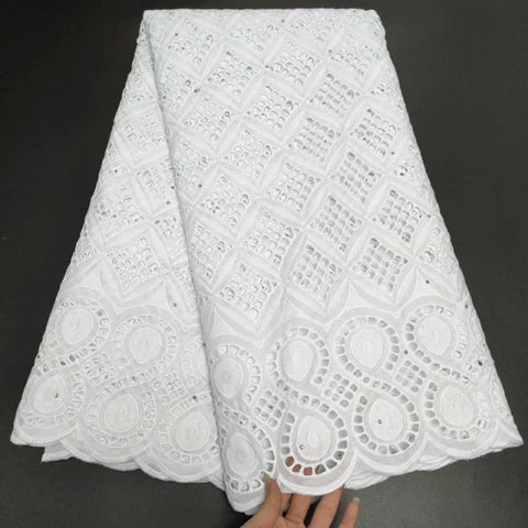 Image of White Cotton Fabric Swiss Voile Lace-FrenzyAfricanFashion.com