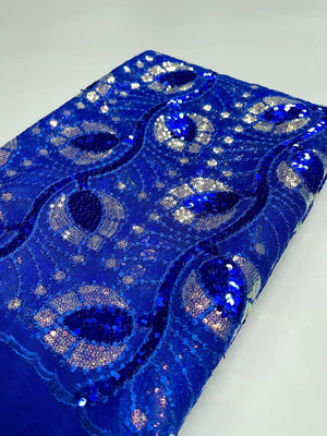 Sequins French Mesh Lace Fabric Embroidery African Tulle Lace Fabric Nigeria Wedding Party-FrenzyAfricanFashion.com