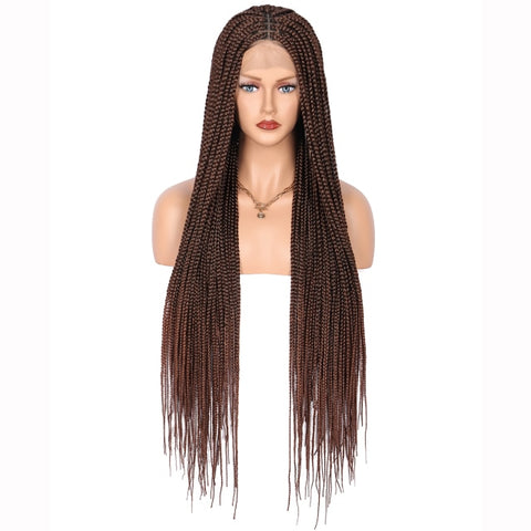 Image of 36 Inches Full Lace Front Knotless Box Braided Wigs With Baby Hair-FrenzyAfricanFashion.com