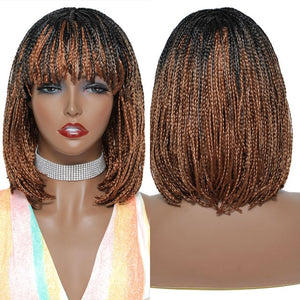 Box Braided Synthetic Hair Bob Wig-FrenzyAfricanFashion.com