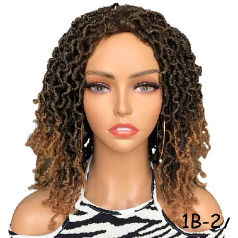 Image of Dreadlock Faux Nu Locs Short Hair Curly Synthetic Wig Glue less Braids Hair Side Part-FrenzyAfricanFashion.com