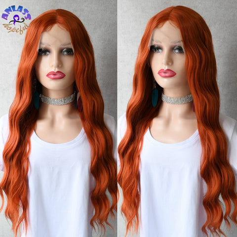 Image of Ginger Orange Lace Front Wig Loose Wave T Lace Wig For Black White Women-FrenzyAfricanFashion.com