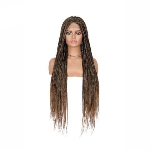 Image of Full Lace Front Wig Long Box Braided Wigs with Baby Hair-FrenzyAfricanFashion.com