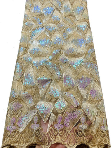 Image of Sequins French Net Lace Embroidered Tulle Mesh Fabric-FrenzyAfricanFashion.com