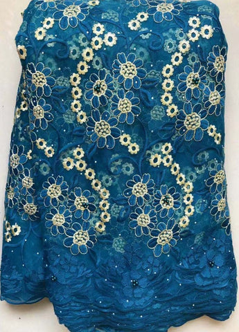 Image of Nigerian Laces Fabrics Tulle Fabric Wedding African F#A11-FrenzyAfricanFashion.com