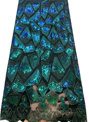 Sequins French Net Lace Embroidered Tulle Mesh Fabric-FrenzyAfricanFashion.com