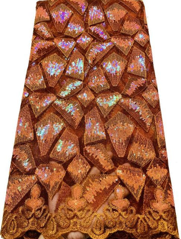 Image of Sequins French Net Lace Embroidered Tulle Mesh Fabric-FrenzyAfricanFashion.com