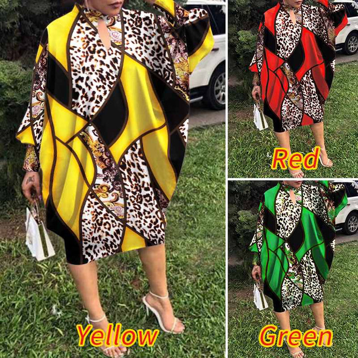 Bohemian Party Women Casual Autumn Dress Bat-Sleeve Sundress Knee-Length Dress-FrenzyAfricanFashion.com