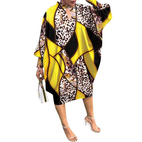 Image of Bohemian Party Women Casual Autumn Dress Bat-Sleeve Sundress Knee-Length Dress-FrenzyAfricanFashion.com