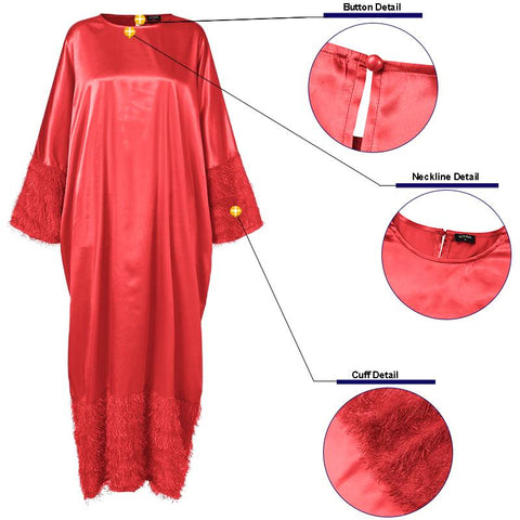 Image of Bat Sleeve Women Satin Silk Dress Oversized-FrenzyAfricanFashion.com
