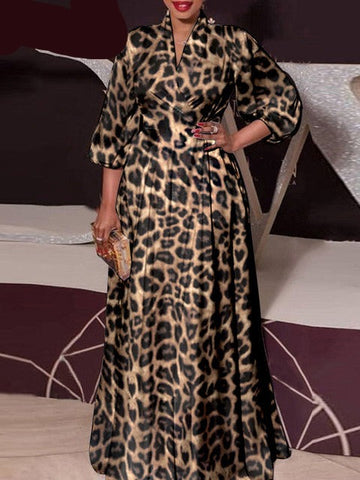 Image of Women Vintage Printed Maxi Long Dress Casual Sundress Oversized-FrenzyAfricanFashion.com