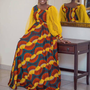 Big Puff Sleeves Long Dress Women Vintage-FrenzyAfricanFashion.com